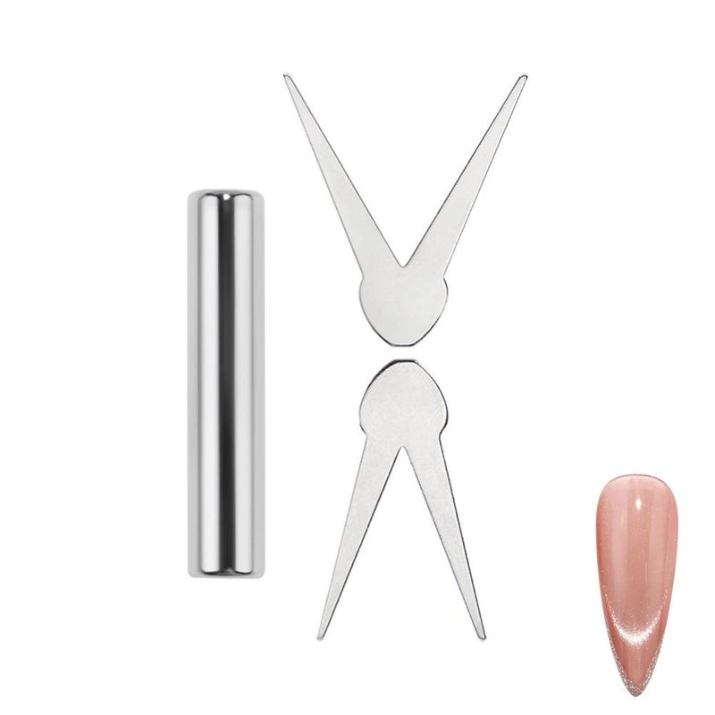Double-headed French manicure with magnetic cat-eye effect, electroplated thickened strong cylindrical magnetic nail tool